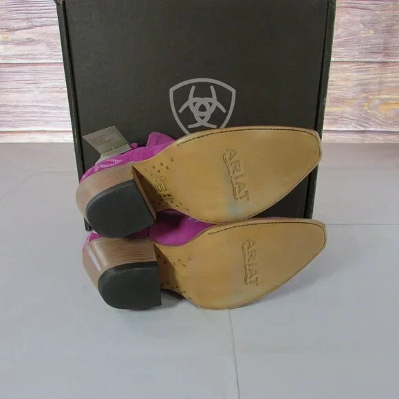 Ariat Women's Dixon Snip Toe Western Ankle Boot - Haute Pink Suede 10046864 - Picture 4 of 4